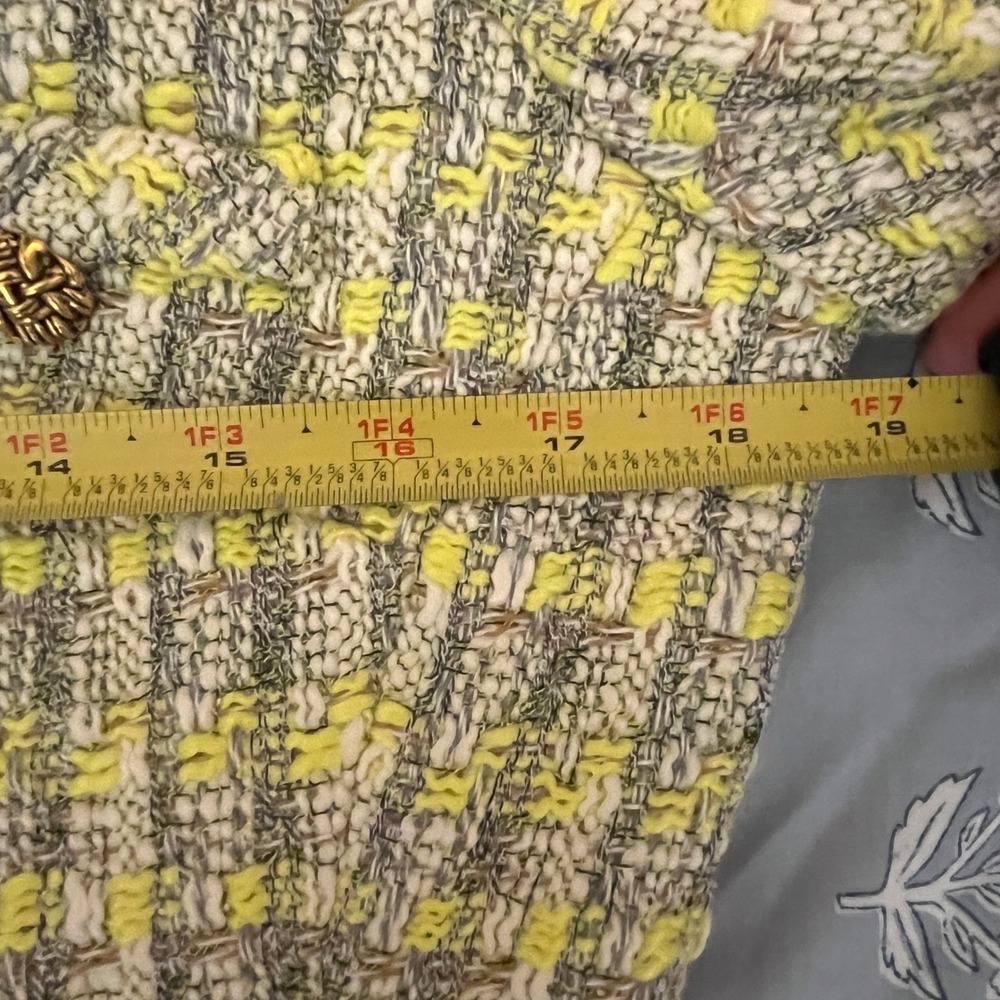 Tuckernuck Yellow and Gray Plaid Tweed V-Neck Mini Dress Long Sleeve Size S - Picture 7 of 8
